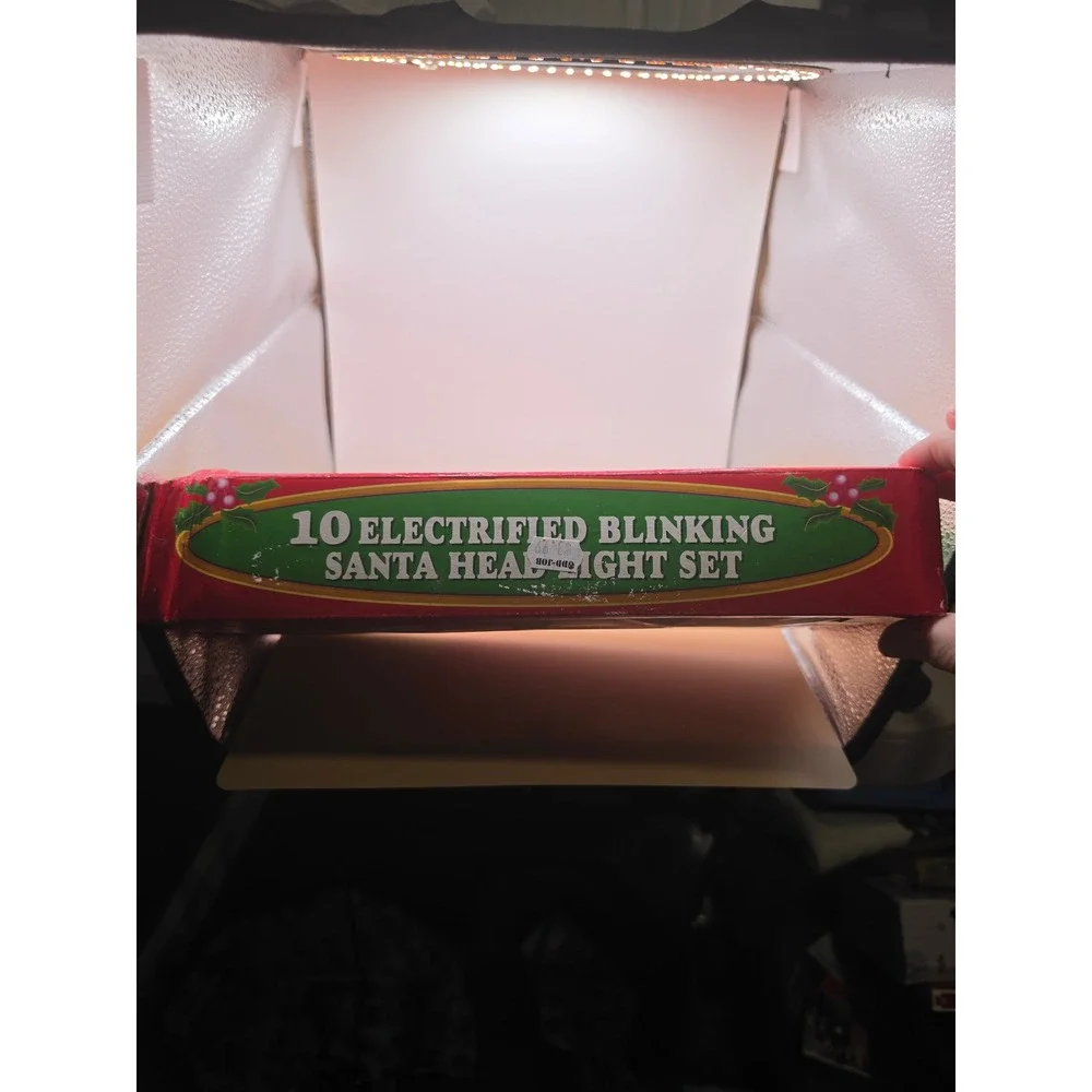 Vintage 10 Electrified Blinking Santa Head Light Set Christmas Decor untested